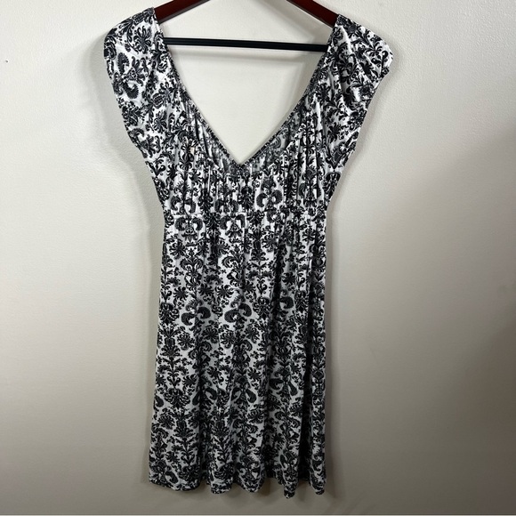 VINTAGE y2k Miuse damask pattern mini dress black and white babydoll size small - Picture 3 of 9